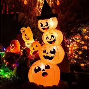 7ft Halloween Pumpkin Stack Inflatable New